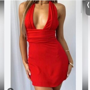 White Fox Whitefox Sweet Fantasy Mini Dress Halter Red S Small